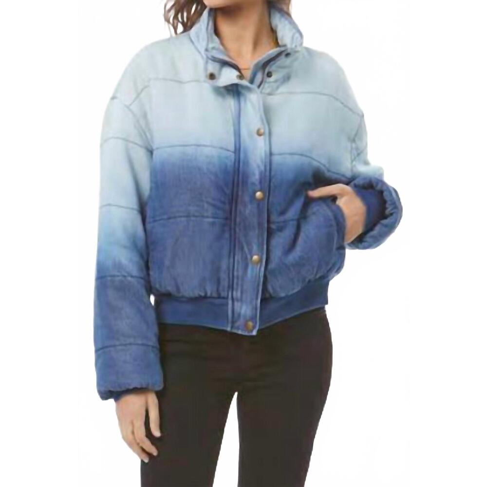 NEW YOUNG FABULOUS & BROKE pippa denim puffer jacket in indigo dip wash